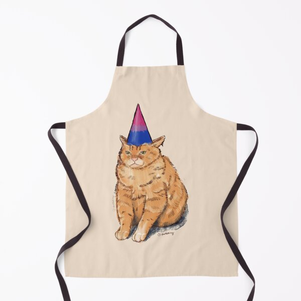 Item preview, Pride Cat with Party Hat | Bisexual Flag | Cute Kawaii Cat Art designed and sold by ghostieking.