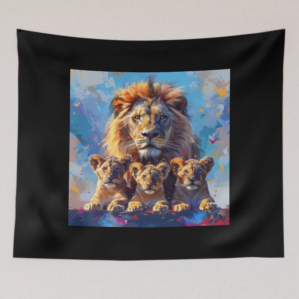 Item preview, Father Lion and His Cubs l Lion Classic designed and sold by LeahArts159.