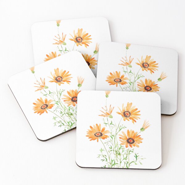 Item preview, orange African wild daisy hand painted watercolor  designed and sold by ColorandColor.