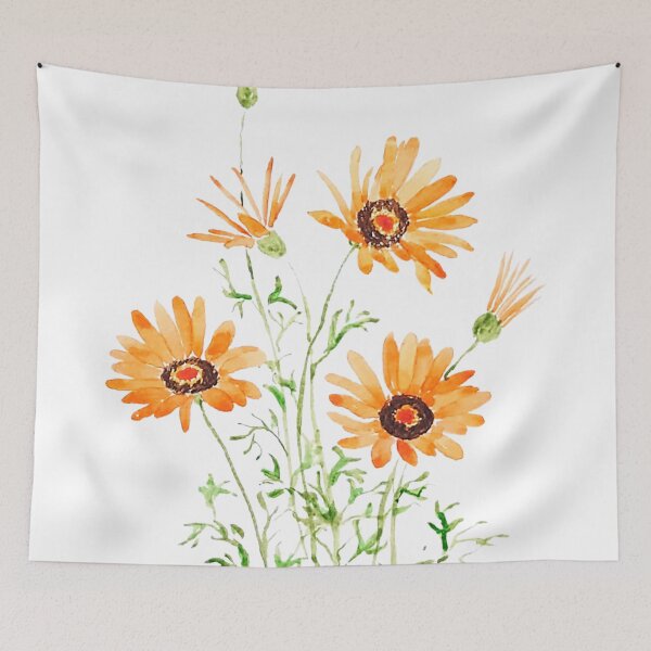 Item preview, orange African wild daisy hand painted watercolor  designed and sold by ColorandColor.