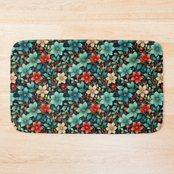 Item preview, Green Red Gold Floral Pattern designed and sold by seeitknowit.