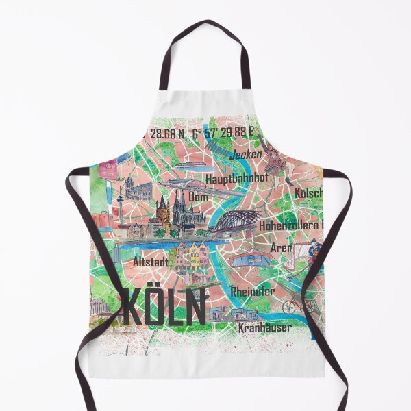 Item preview, Cologne Germany Köln Illustrated Map with Roads and Tourist Highlights designed and sold by artshop77.