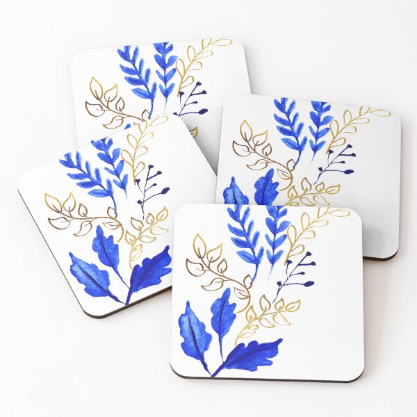 Aperçu de l'œuvre Feuille d'or et feuilles bleu foncé créée et vendue par Aithlin123.