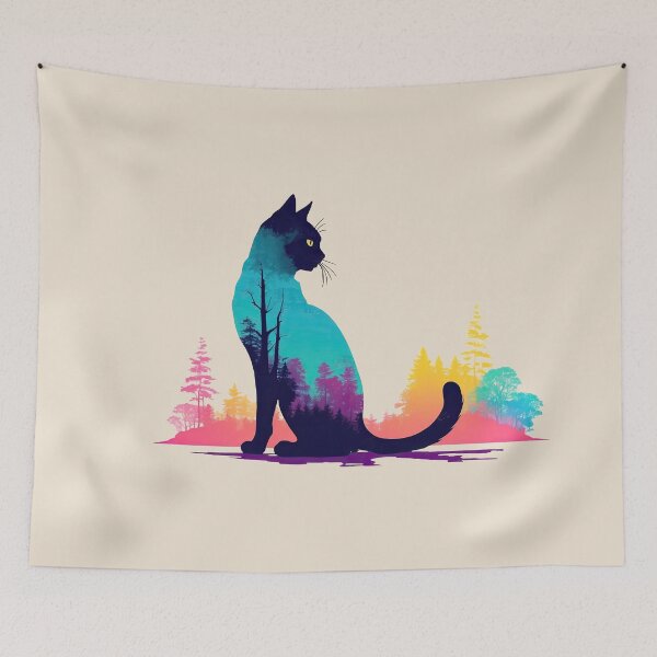 Item preview, Black and cute cat on nature  designed and sold by Javier Narváez Solarte.