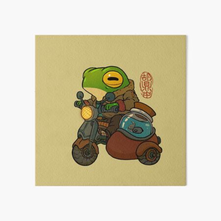 Vista previa del artículo con la obra «viaje por carretera motocicleta rana obra de arte estilo asiático», diseñado y vendido por DingHuArt.