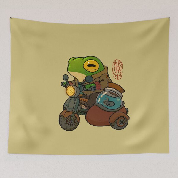 Item preview, road trip motorcycle frog artwork asian style designed and sold by DingHuArt.