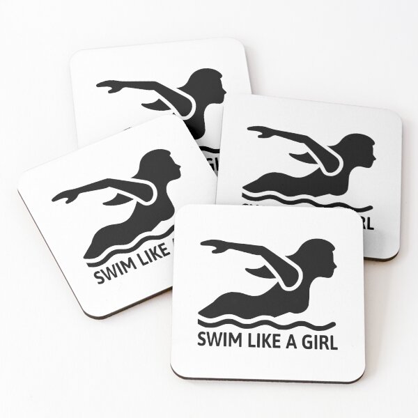 Item preview, Swim like a girl! Swim Fast Black And White designed and sold by PMCreative.