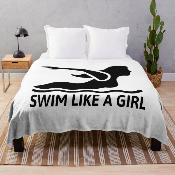 Item preview, Swim like a girl! Swim Fast Black And White designed and sold by PMCreative.
