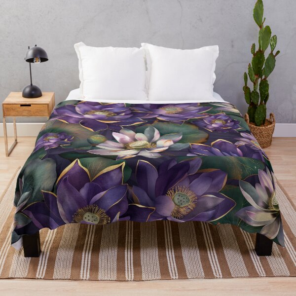 Item preview, Lotus flower pattern in violet, lilac, green and gold. designed and sold by Dream scape of Lucy.