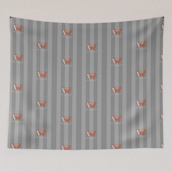 Item preview, An Accordion In Rose Colors On Gray Stripes designed and sold by BrightrDayMusicArt.
