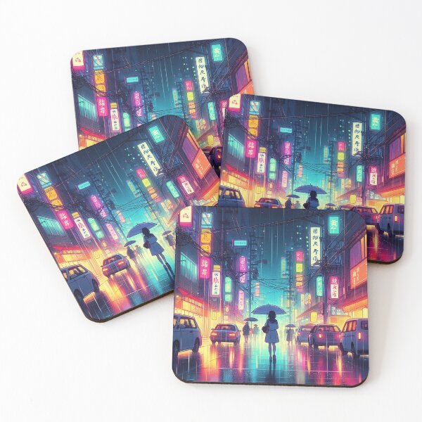 Item preview, rain at night in tokyo designed and sold by Anime-art-JP.
