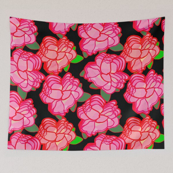 Aperçu de l'œuvre Roses roses / Roses blanches roses / Roses blanches roses dessinées à la main - Motif répétitif créée et vendue par Victoria Rose.