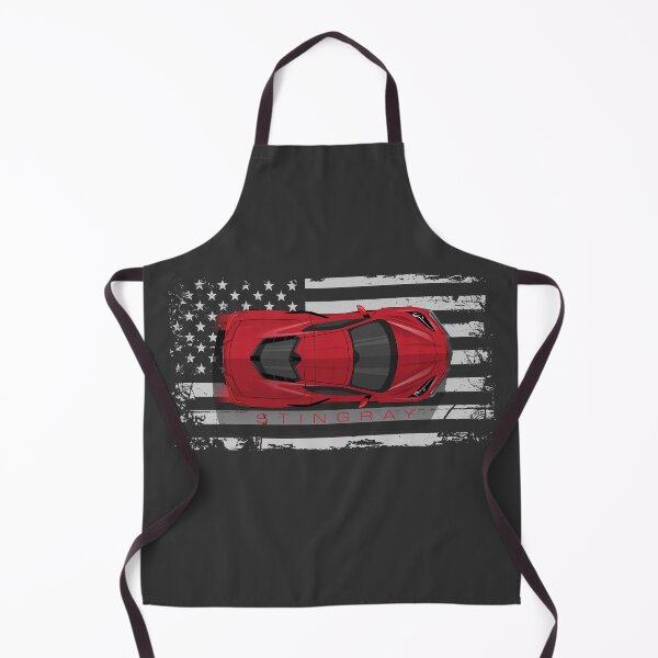 Item preview, Red Chevy Corvette C8 American Flag Illustration designed and sold by blackdogshop.