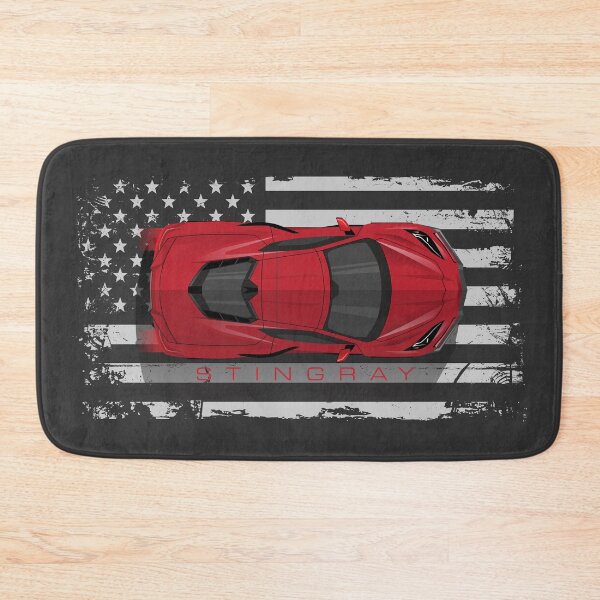 Artikelvorschau, Rote Chevy Corvette C8 amerikanische Flagge Illustration entworfen und verkauft von blackdogshop.