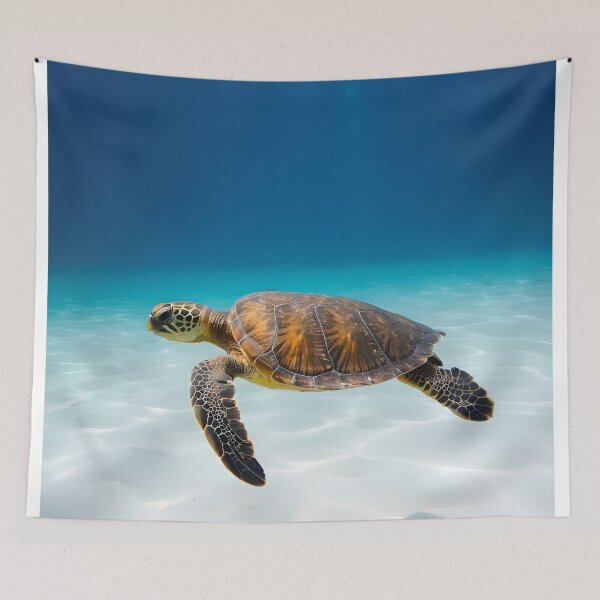 Item preview, Big sea turtle swims at the bottom of the sea. designed and sold by Andrey-Myagkov.