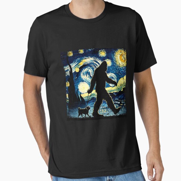 Item preview, Bigfoot Walking Pug Starry Night Sasquatch Sky Painting designed and sold by ThechampArt.