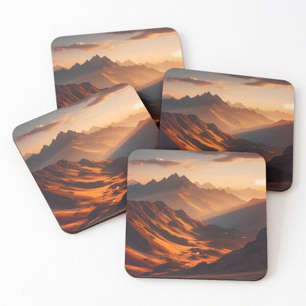 Item preview, Breathtaking mountain range in golden lights - a stunning addition to any space! designed and sold by PandaTShirtShop.