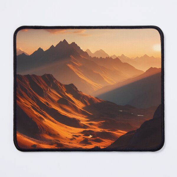 Item preview, Breathtaking mountain range in golden lights - a stunning addition to any space! designed and sold by PandaTShirtShop.