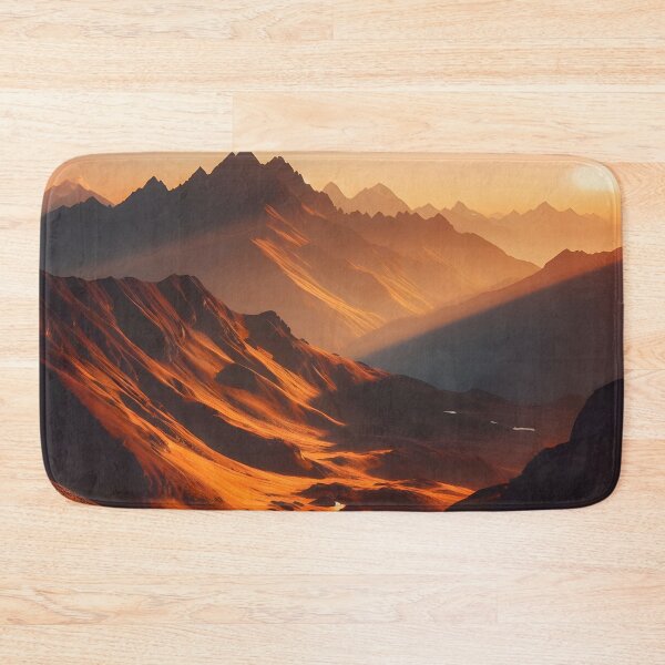 Item preview, Breathtaking mountain range in golden lights - a stunning addition to any space! designed and sold by PandaTShirtShop.