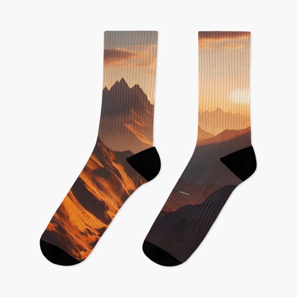 Item preview, Breathtaking mountain range in golden lights - a stunning addition to any space! designed and sold by PandaTShirtShop.