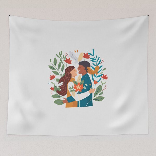 Item preview, Reconciliation Day - Couple embraces in natural setting with flowers designed and sold by inky-thoughts.