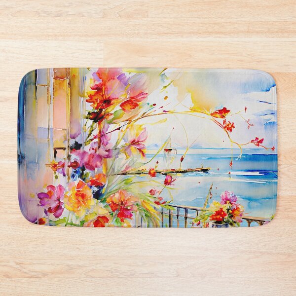 Item preview, Look at the Sea with an atmosphere of flowers in oil painting designed and sold by PixelCraftDSG.