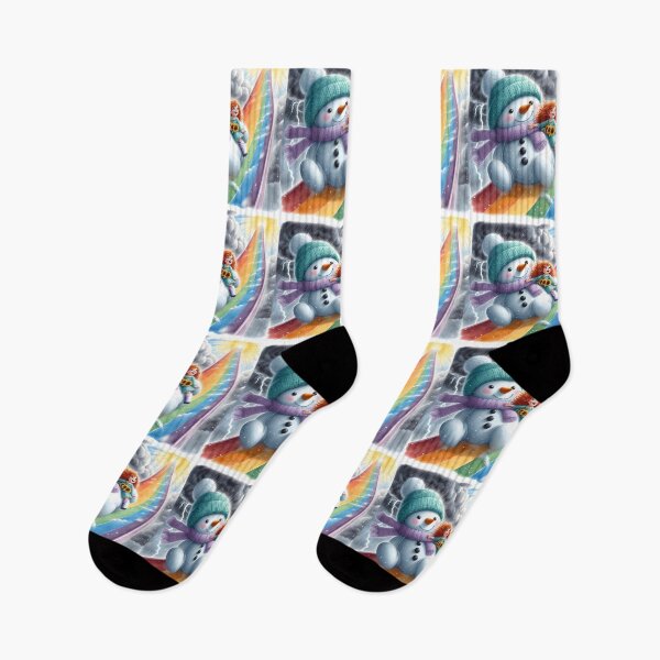 Item preview, Snowman and Girl slide down a Rainbow  designed and sold by DreamyEscapism.