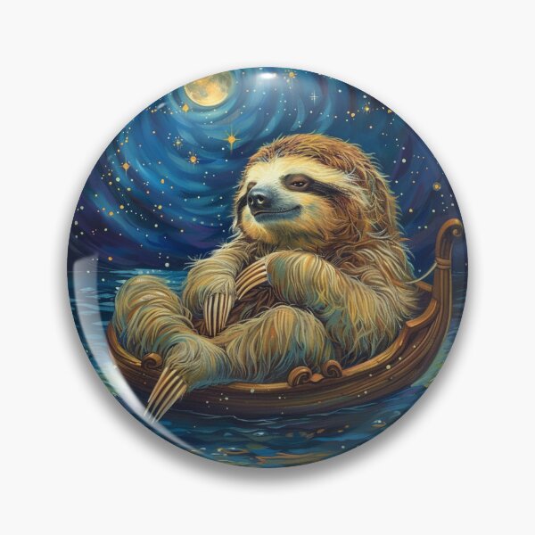 Item preview, Cute Sloth in a Boat Under the Night Sky Moon and Stars designed and sold by CarpanaBay.