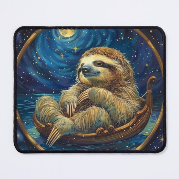 Item preview, Cute Sloth in a Boat Under the Night Sky Moon and Stars designed and sold by CarpanaBay.