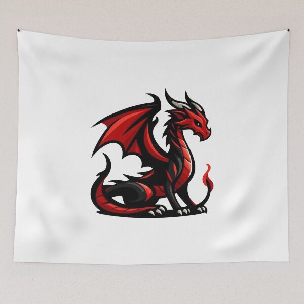 Item preview, Red and black dragon strong power pose designed and sold by DudzDesignz.