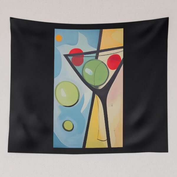 Item preview, Vivid Martini Dreams - Colorful Depiction with Whimsical Floating Spheres AI Generated designed and sold by OlfactoART Studio.