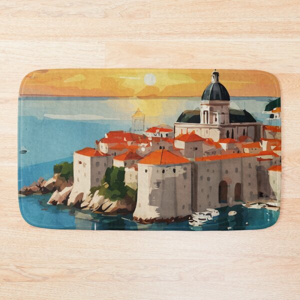 Item preview, Dubrovnik coastal old town sunset in Croatia designed and sold by TheJoeyStudio.