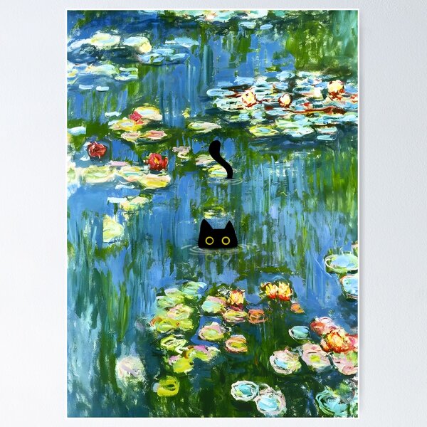 Aperçu de l'œuvre Chat imprimé Monet nénuphar créée et vendue par AgevTor.