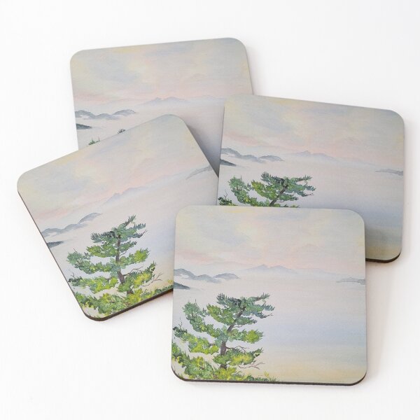 Item preview, Meditative seascape with pine and mountains designed and sold by margikunst.