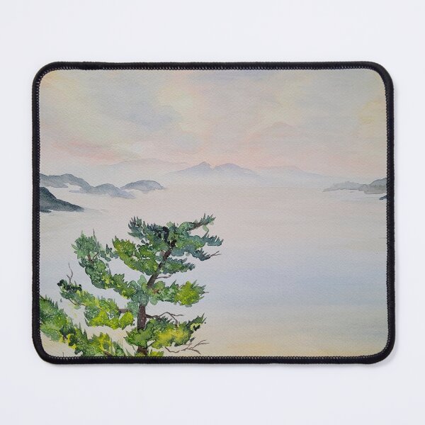 Item preview, Meditative seascape with pine and mountains designed and sold by margikunst.