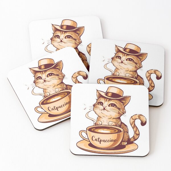 Item preview, Catpuccino cat capuccino drinking coffee morning cute gift designed and sold by Newhyperion.