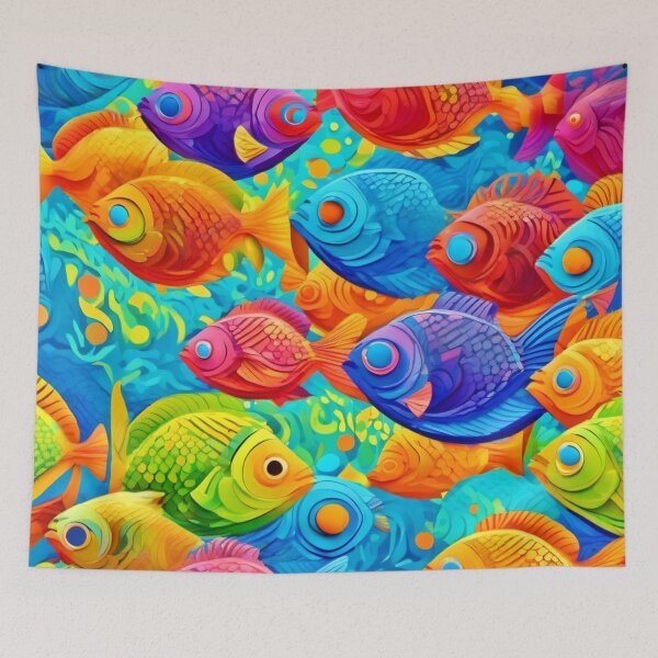 Item preview, Vibrant Cartoon Fish Pattern designed and sold by Health And Fitness Posts e-Store.