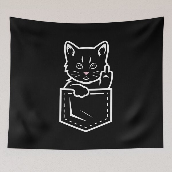 Item preview, kitten hanging out of a pocket giving the middle finger designed and sold by 123ks.