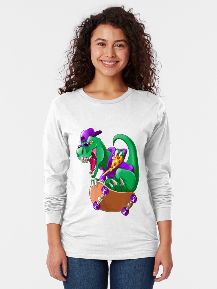 Thumbnail 2 of 5, Long Sleeve T-Shirt, Radical Boarding T-Rex! designed and sold by slifer.