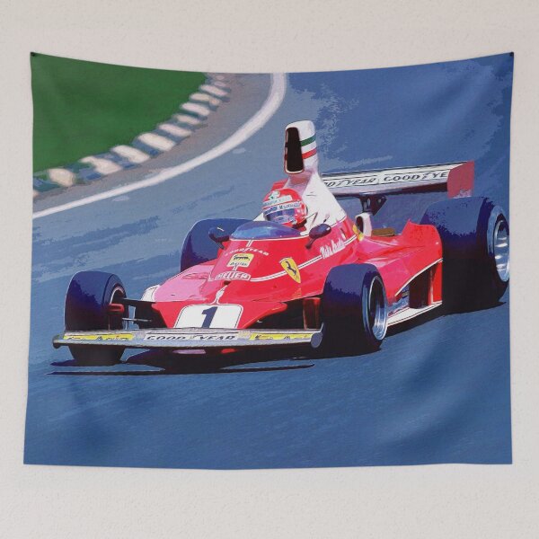 Item preview, Niki Lauda racing his 1975 F1 312T2 racecar in the German Grand Prix on the Nürburgring watercolor designed and sold by Rodissimus1984.