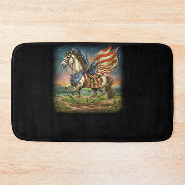 Item preview, Majestic Horse with American Flag Artwork T-Shirt, Patriotic Horse Art Sticker, USA Flag Wall Art Poster, Horse Decor Pillow Gift designed and sold by MiracleROLArt.