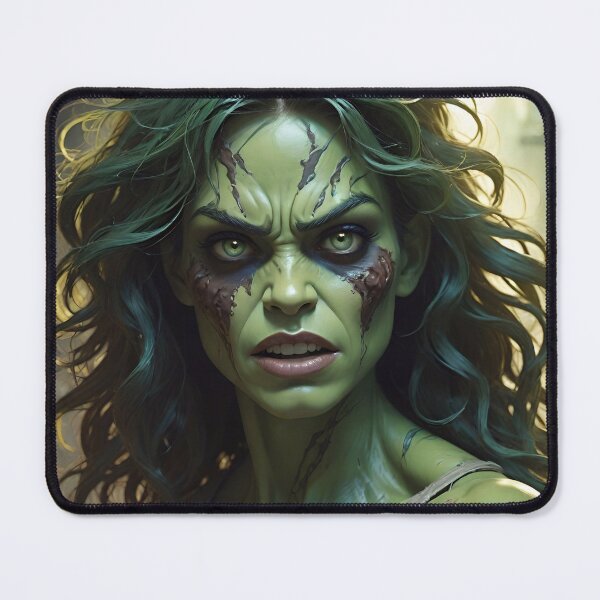 Item preview, Green Mutant Alien Superhero Zombie Woman designed and sold by TheArtOfPat.