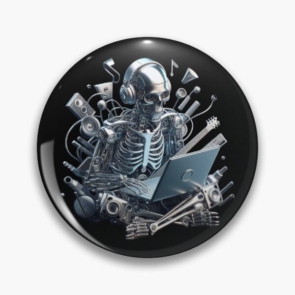 Item preview, Silver Metal Skeleton DJ Composing Music Online designed and sold by GaborSkeleton.