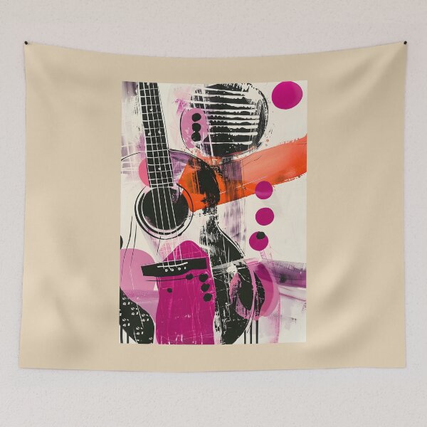 Item preview, Strumming Spectrum - Bold Contemporary Guitar in Vibrant Tones Abstract Expressionism designed and sold by OlfactoART Studio.