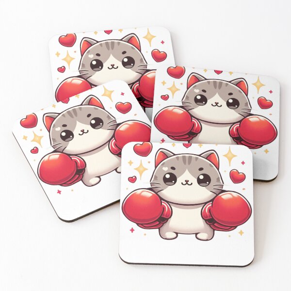 Item preview, Cute Cat with Boxing Gloves Kawaii Style designed and sold by HubbyDesignz.
