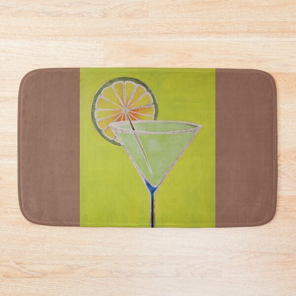 Item preview, Zesty Martini Reverie - Vibrant Glass with Lemon Garnish on Lively Yellow Background designed and sold by OlfactoART Studio.