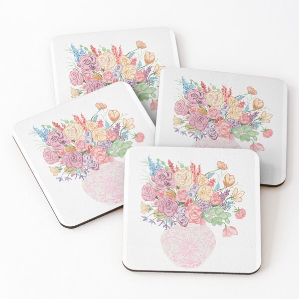 Item preview, Watercolor Flowers in Pink Ginger Vase designed and sold by Kate Boone.