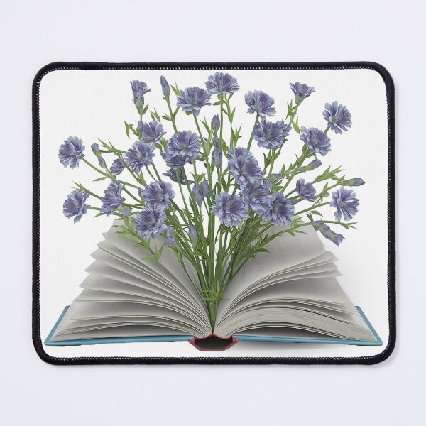 Item preview, Open Book and little blue flowers designed and sold by The Digital Compass.