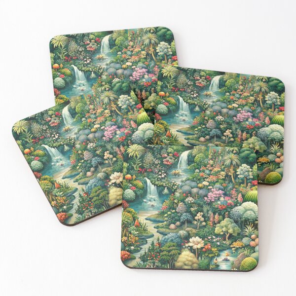 Item preview, Winding Streams and Crystal Waterfalls in the Enchanted Forest Realm - Seamless Pattern #3 designed and sold by Second Draft Visuals.
