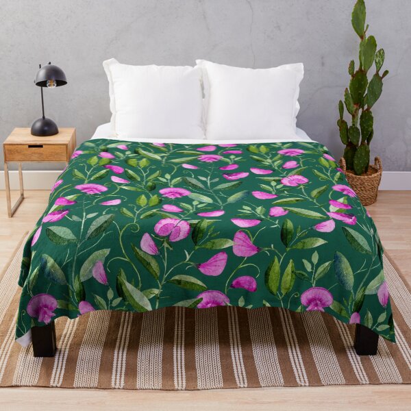 Item preview, Watercolor Sweet Peas Pattern (Green Background) designed and sold by andrebalest.art.